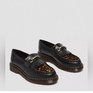 Dr. Martens Adrian Snaffle Leopard Hair Loafer Shoes Black US Men 7 / US Women 8